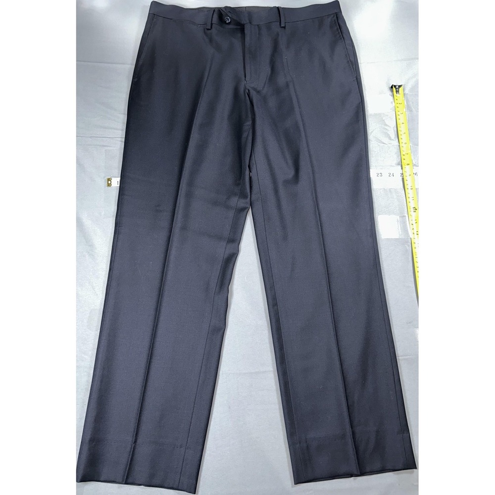 Jhane Barnes Dress Pants Mens 36W Black Wool Super 100's Flat Front Straight